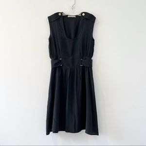 Vintage‎ Y2K Geren Ford silk fit & flare black dress gold cutout belt small